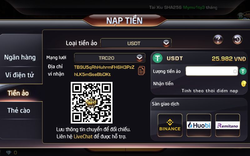 Ghi nhớ quan trọng khi hướng dẫn nạp tiền